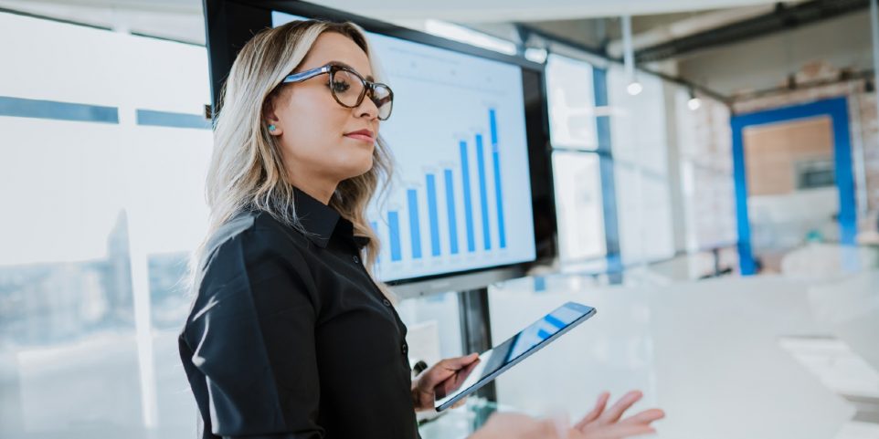 business leader woman presenting