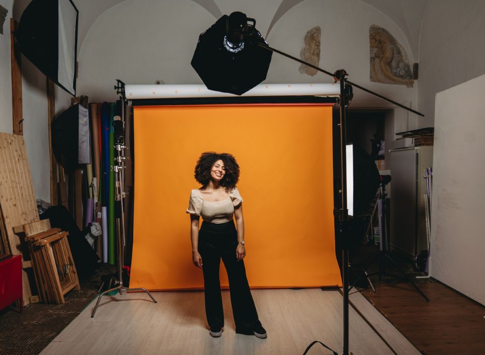 A woman at a photoshoot