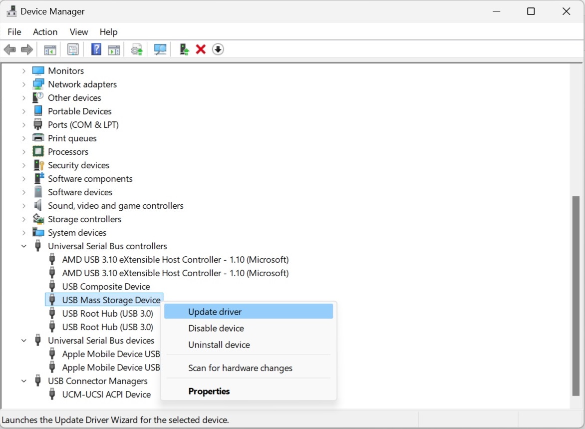 device manager usb