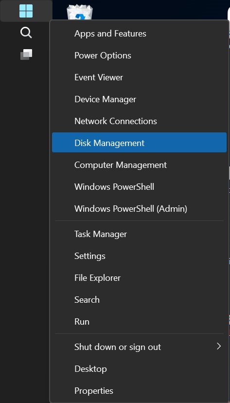 disk manager from start